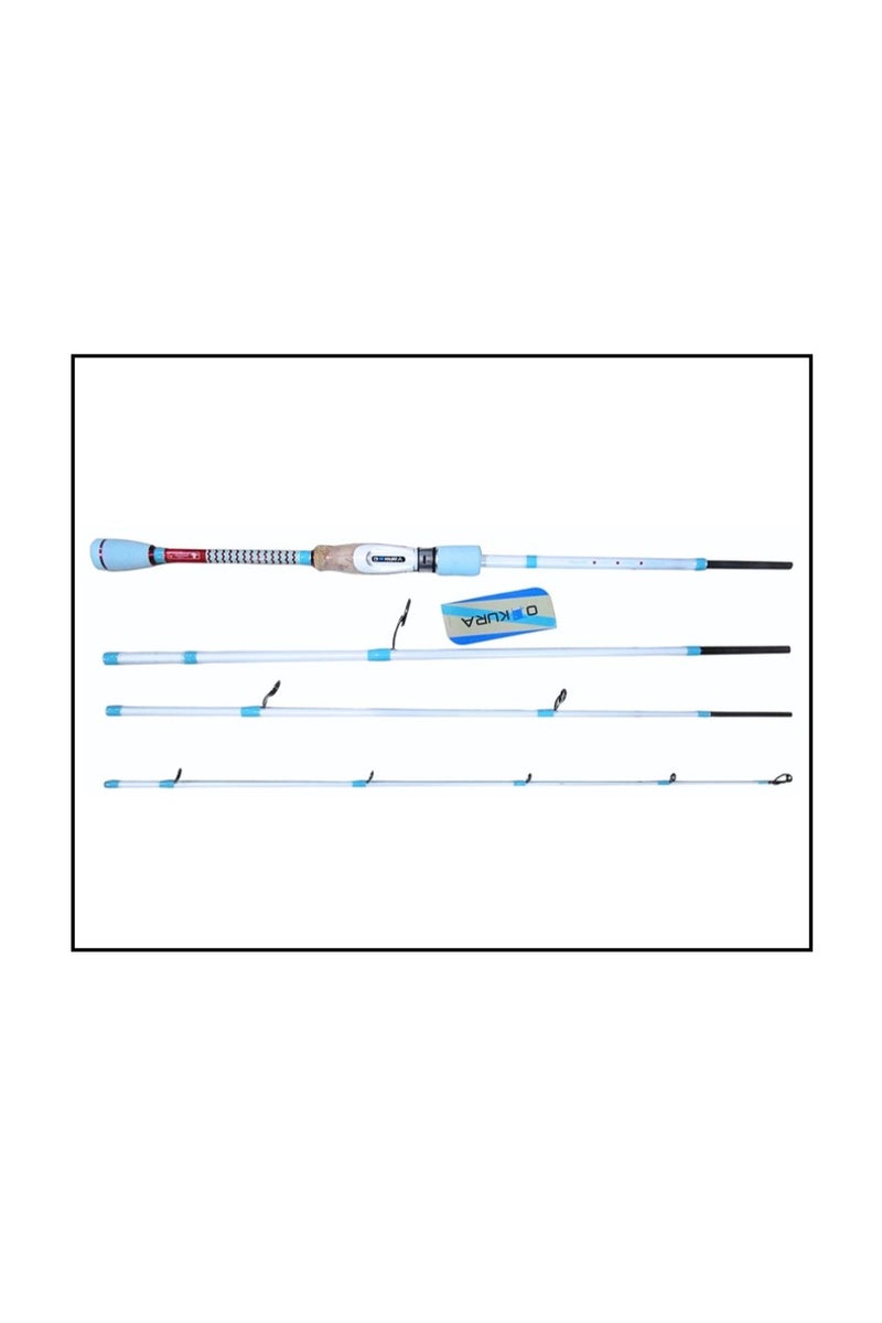 Oakura Rainbow 744MH Travel Spinning Rod 7.4ft Medium Heavy Action 4 Piece White Light Aqua Blue Lure 3/8-1oz Line 12 to 20lb Carbon Blank Cork Handle with Transparent Tube - Image 4