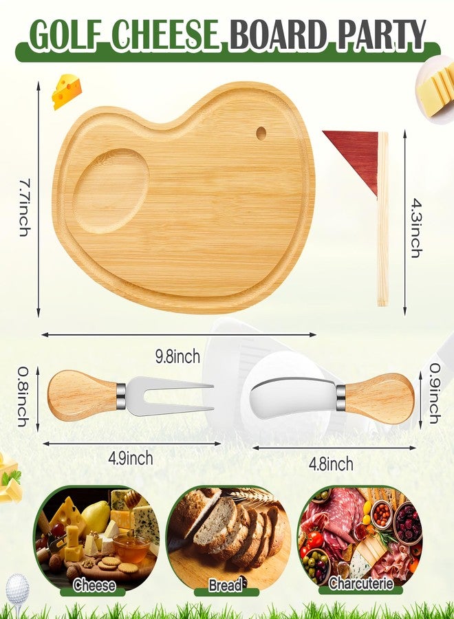 Ziliny Golf Cheese Board Gift Set Party Favor Prizes Charcuterie Wood Board with Knives and Box Father Day Gift for Dad Grandpa Party Tournament Game (9.8" x 7.7", Bamboo Color) - Image 2