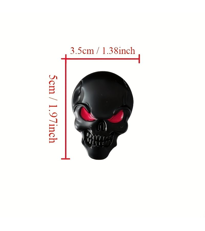 Gothic Skull Metal Car Emblem Black Red Glowing Eyes 5cm Universal Decal - Image 5