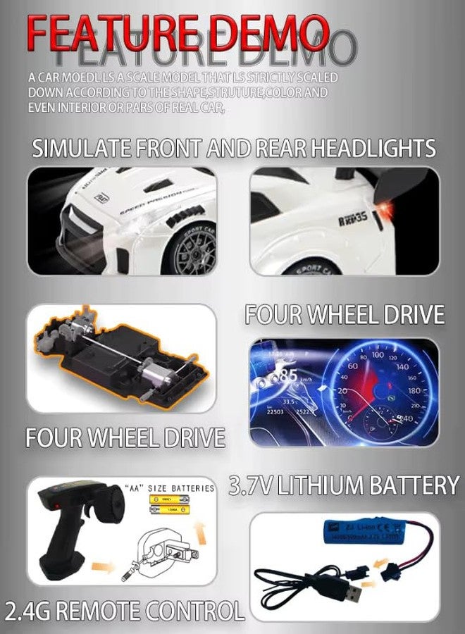 Jack Royal Tokyo Drift 911 High Speed Remote Control 1:20 Scale Drift Car | 20Kmph, 2.4Ghz | Rc Drifting Car 4 Wheel Drive Boost Mode Long Range Remote Hard Plastic Top with LED Head Light - Image 4