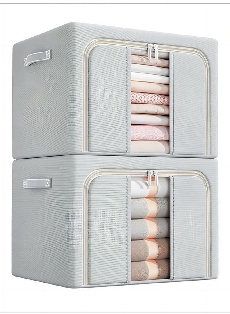 Foldable Storage Containers for Clothes, 2 Pack Stackable Organizer Bins for Closet, Organizing Storage Bins for Bedroom, Living Room, Nursery,66L - Image 1