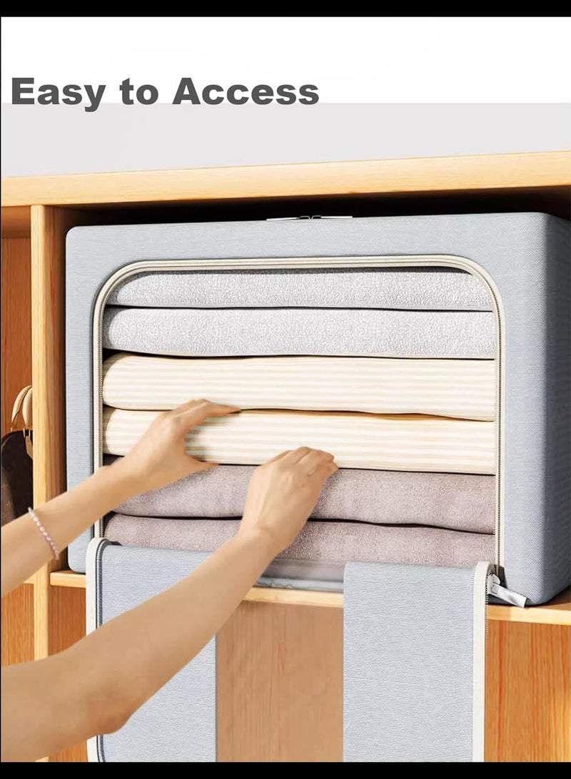 Foldable Storage Containers for Clothes, 2 Pack Stackable Organizer Bins for Closet, Organizing Storage Bins for Bedroom, Living Room, Nursery,66L - Image 3