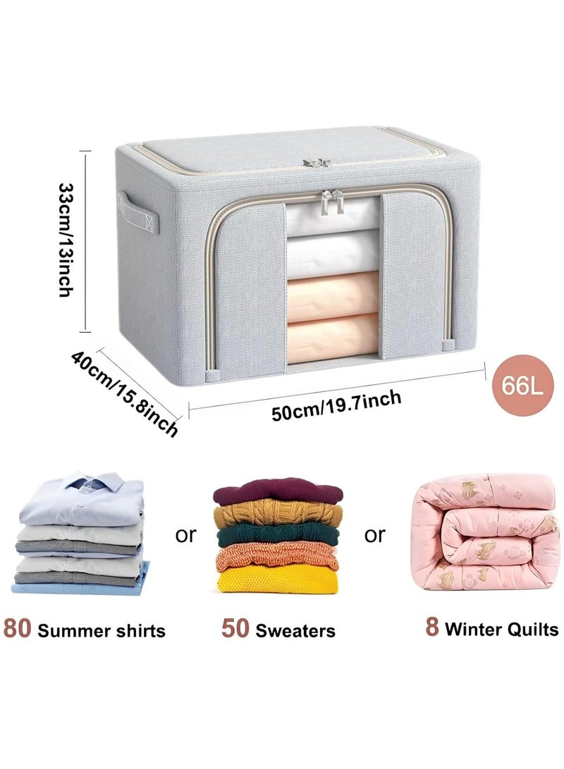 Foldable Storage Containers for Clothes, 2 Pack Stackable Organizer Bins for Closet, Organizing Storage Bins for Bedroom, Living Room, Nursery,66L - Image 2