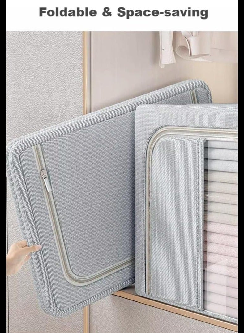 Foldable Storage Containers for Clothes, 2 Pack Stackable Organizer Bins for Closet, Organizing Storage Bins for Bedroom, Living Room, Nursery,66L - Image 4