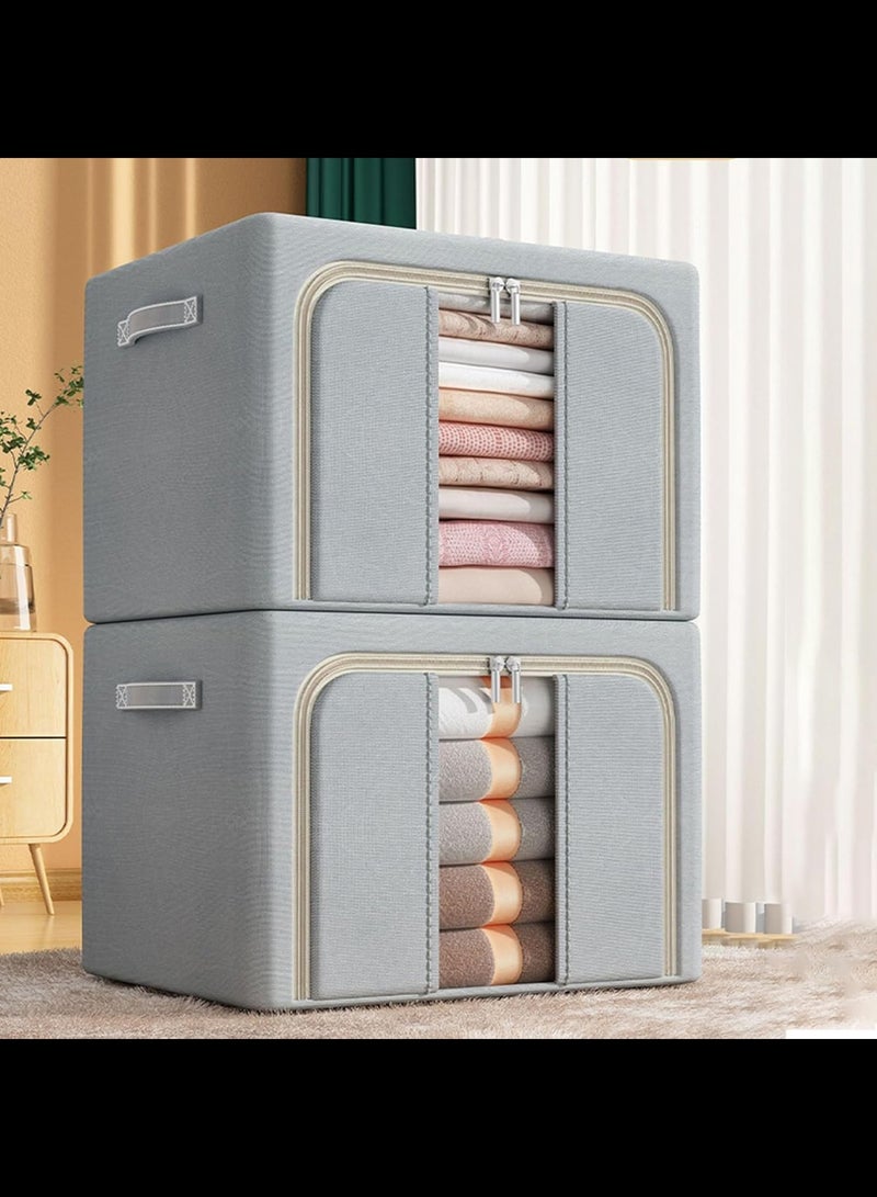 Foldable Storage Containers for Clothes, 2 Pack Stackable Organizer Bins for Closet, Organizing Storage Bins for Bedroom, Living Room, Nursery,66L - Image 5