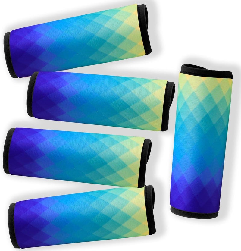 Gowraps 5 Pack Neoprene Luggage Handle Wraps Bright Luggage Tags/Identifiers/Marker/Grips Travel Accessories for Airplane/Flying/Luggage (Check(Blue)) - Image 1