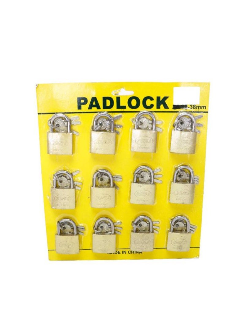 MS20085 38mm Lock - Set of 12 Durable Padlocks for Security 