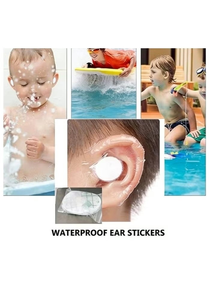 60 Pack Baby Waterproof Ear Protectors Stickers with Absorbent Cotton for Bathing, Swimming, Showering, Surfing & Snorkeling - Image 1
