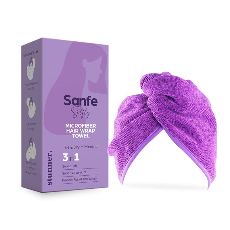 sanfe Selfly Stunner Microfiber Hair Wrap Towel, White - Image 1