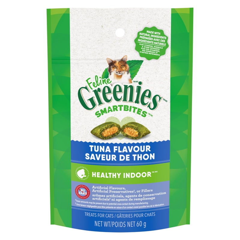 Greenies Feline Smartbites, Cat Treats Healthy Recipe, Indoor Cat Treats, Tuna Flavor, 2.1 oz. Pack - Image 1