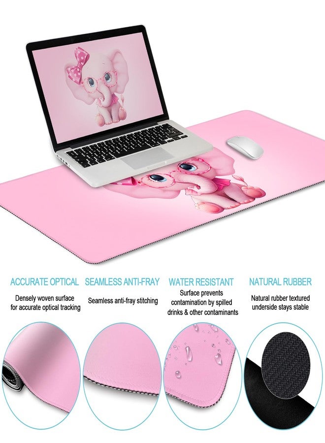 LIMKRIAN Elephant Mouse Pad Desk Mat Set, Kawaii Gaming Ergonomic Mouse Pad with Wrist Support Wrist Rest for Computer Keyboard Cup Coaster, Cute Elephant Office Supplies Desk Decor Accessories - Image 5