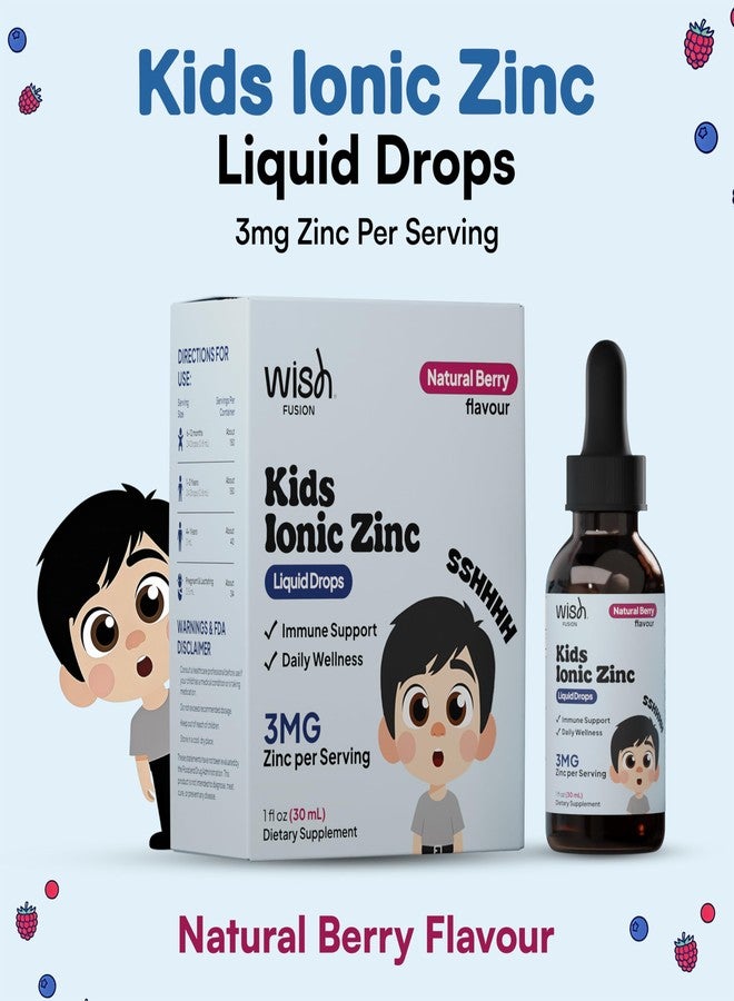 Wish Fusion قطرات الزنك السائلة للأطفال من ويش فيوجن، للعناية اليومية، زنك سائل أيوني، امتصاص سريع للأطفال الصغار والرضع، ودعم مناعة الأطفال، بنكهة التوت الطبيعية، عبوتان × 30 مل - Image 2