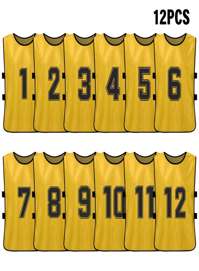 12PCS Kid's Football Pinnies Quick Drying Soccer Jerseys Youth Sports Scrimmage Basketball Team Training Numbered Bibs Practice Sports Vest - Image 1