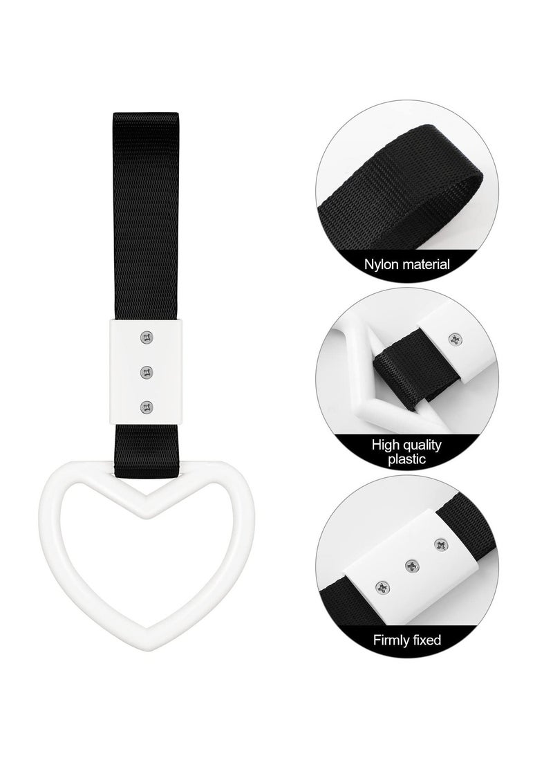Generic 4 Pieces Heart-shaped Rings Car Handle Straps, Car Decor Car Handle Straps Rear Bumper Warning Ring Car Interior (Black, White) - Image 3