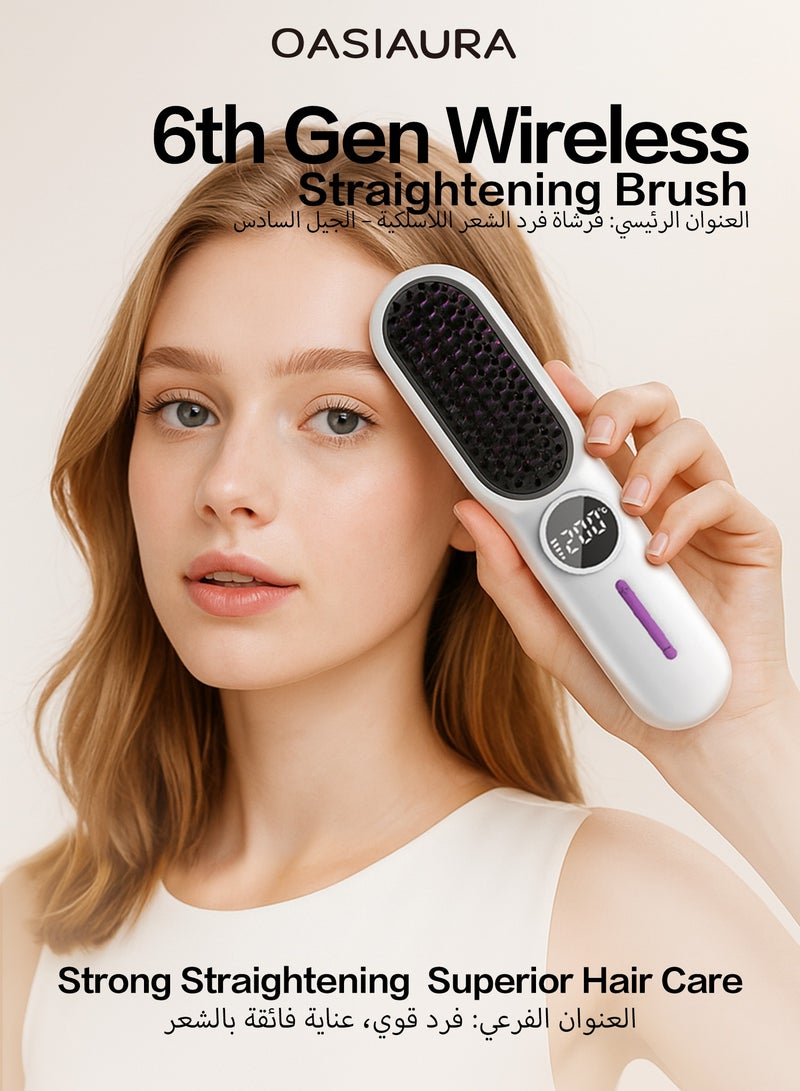 واسيانور مشط شعر مصغر متعدد الوظائف اللاسلكي مع أيونات سالبة من الجيل السادس – دقيقتين في واحد لتلفيف وتضيق الشعر، آمن للشعر، مع مؤشر بطارية LED - Image 2