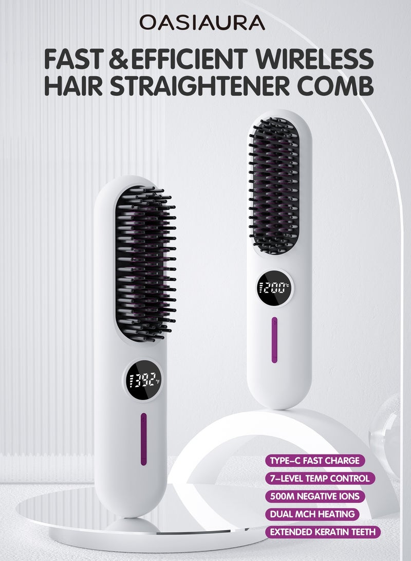 واسيانور مشط شعر مصغر متعدد الوظائف اللاسلكي مع أيونات سالبة من الجيل السادس – دقيقتين في واحد لتلفيف وتضيق الشعر، آمن للشعر، مع مؤشر بطارية LED - Image 1