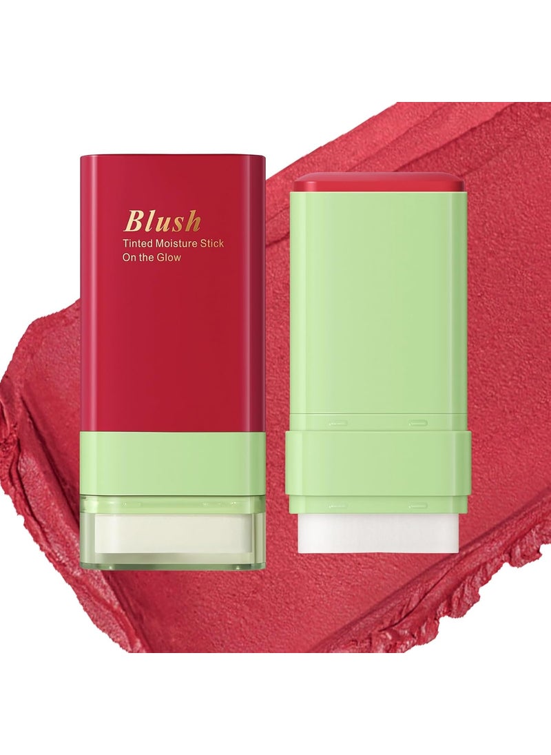SWETIYOU Blush Stick for Cheeks and Lips with BuiltIn Blending Sponge OntheGo Glow Blush Hydrating Solid Cheek Tint Multiuse Blush Makeup Stick Tinted Moisture Sticks Color01Hot Red 