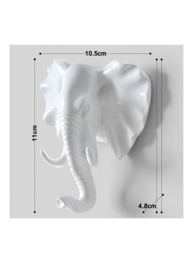 NIBEMINENT Qiangtie Resin Elephant Head Hook White 10.5x11cm - Image 2
