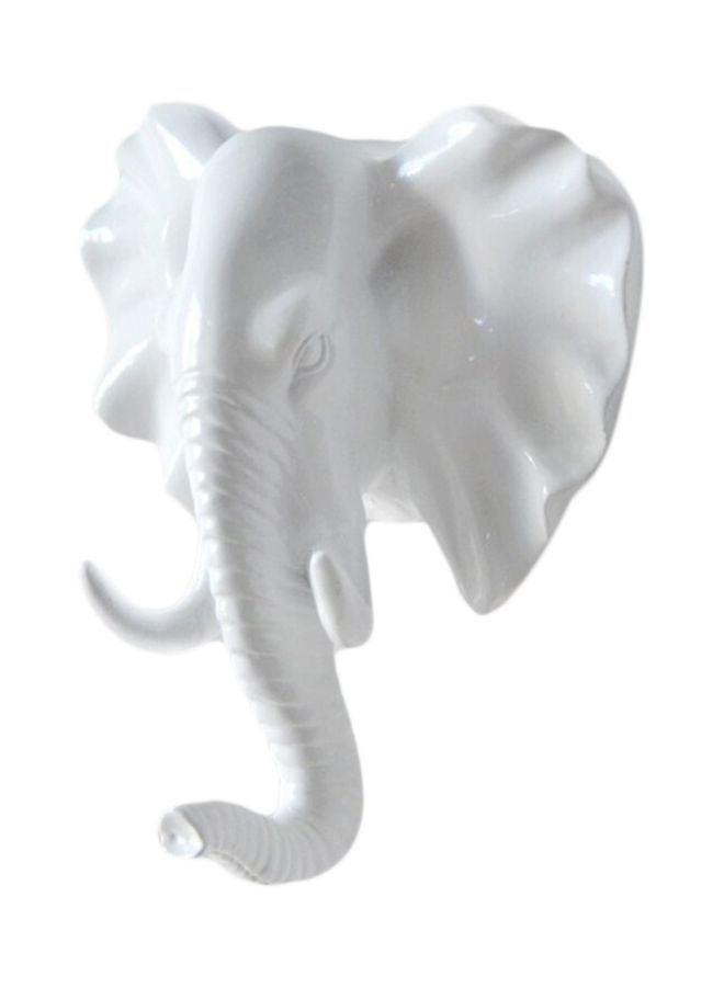 NIBEMINENT Qiangtie Resin Elephant Head Hook White 10.5x11cm - Image 1