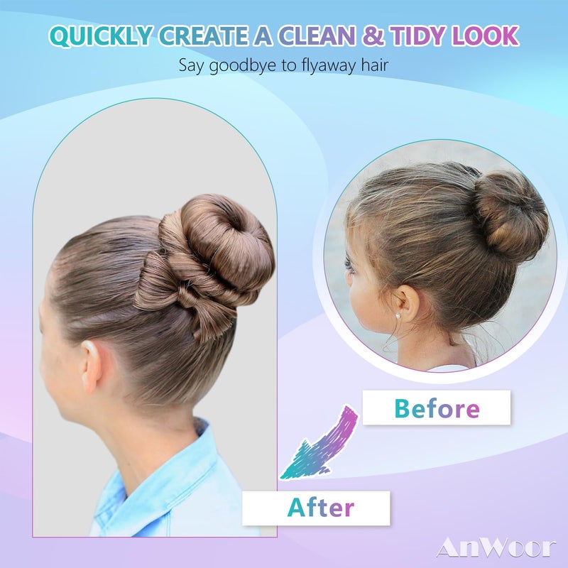 ANWOOR عصا شمع الشعر AnWoor لتثبيت الشعر المتطاير - ملحقات شعر للنساء والفتيات - صانع كعكة الشعر للأطفال - عصا جل الشعر للأطفال - منتجات شعر للأطفال - عصا لزجة - ملحقات شعر للفتيات - عصا لتنعيم الشعر - Image 3