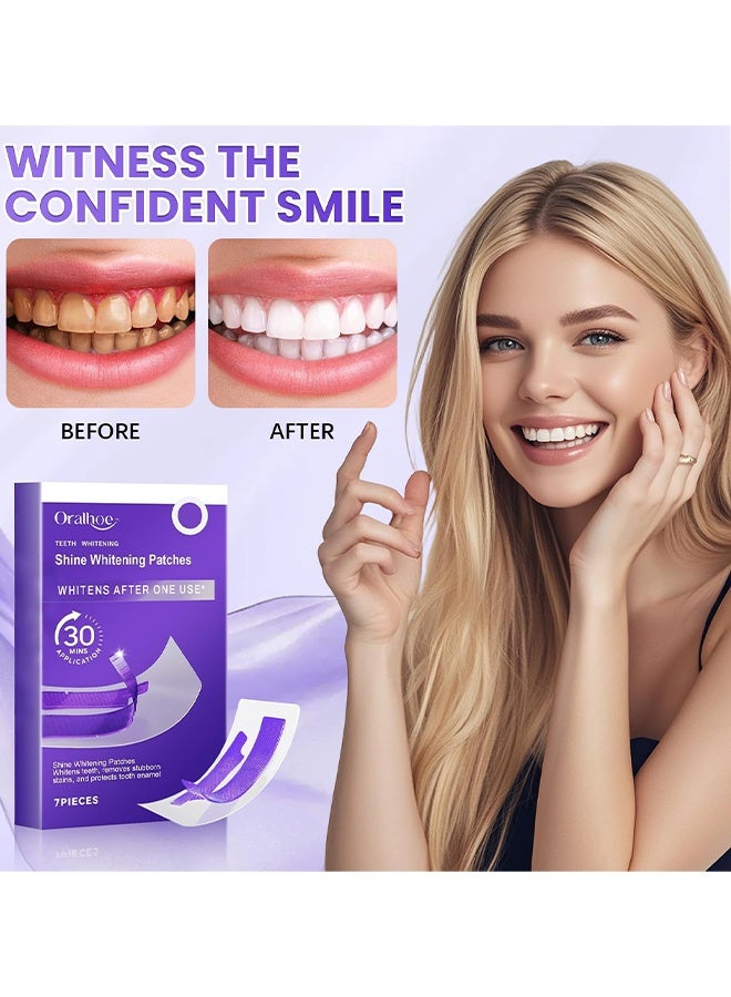 ORALHOE Shine Whitening Patches, Purple Instant Whitening Strips, V34 Teeth Whitening Strips, Purple Tooth Whitening, Tooth Stain Treatment, Gum Care & Stain Removal, Removes Yellow Stains & Bad Breath, Combining Whitening And Colour Correction 7 Pieces - Image 2