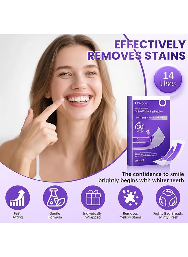 ORALHOE Shine Whitening Patches, Purple Instant Whitening Strips, V34 Teeth Whitening Strips, Purple Tooth Whitening, Tooth Stain Treatment, Gum Care & Stain Removal, Removes Yellow Stains & Bad Breath, Combining Whitening And Colour Correction 7 Pieces - Image 5