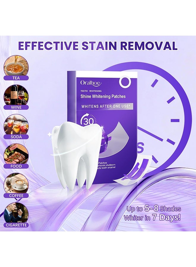 ORALHOE Shine Whitening Patches, Purple Instant Whitening Strips, V34 Teeth Whitening Strips, Purple Tooth Whitening, Tooth Stain Treatment, Gum Care & Stain Removal, Removes Yellow Stains & Bad Breath, Combining Whitening And Colour Correction 7 Pieces - Image 4