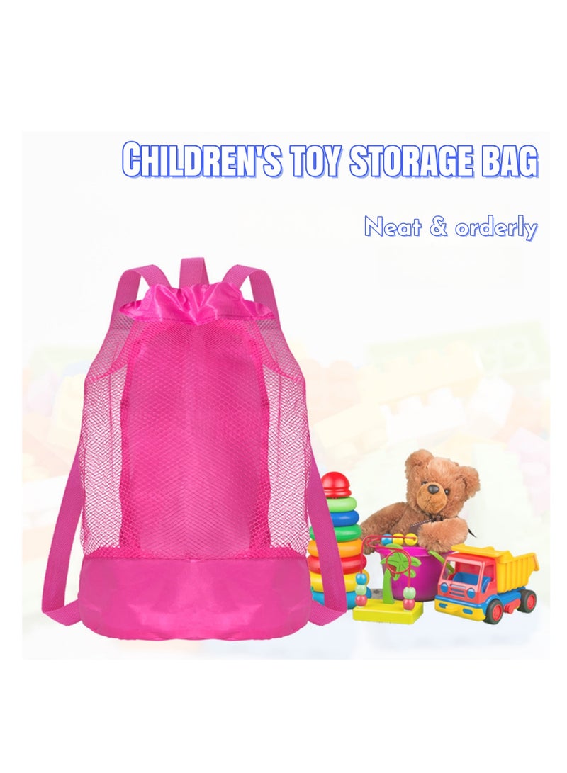 NOVOLAN Beach Toy Backpack, Mesh Drawstring Bags for Kids, Set of 3 in Red, Green, Blue, Storage Beach Toys, Shells, and Swim Gear, 23x50cm, Ideal for Boys & Girls, Durable Beach Bags with Washable - Image 3