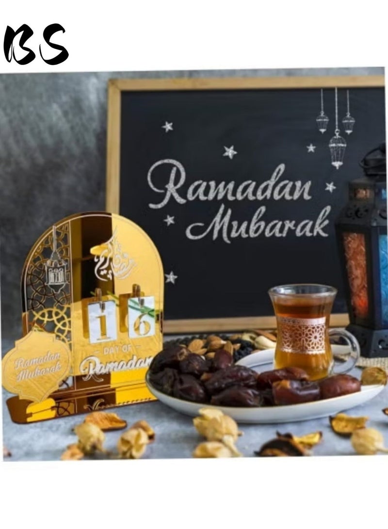 BS 2026 Ramadan Acrylic Countdown Calendar Ornament, a culturally sophisticated item to create a sense of ritual during Ramadan | Islamic openwork patterns, metal lanterns + Arabic calligraphy | Ramadan home décor, desktop ornaments, living room decorations, Eid al-Fitr gifts and creative home decor gifts - Image 4