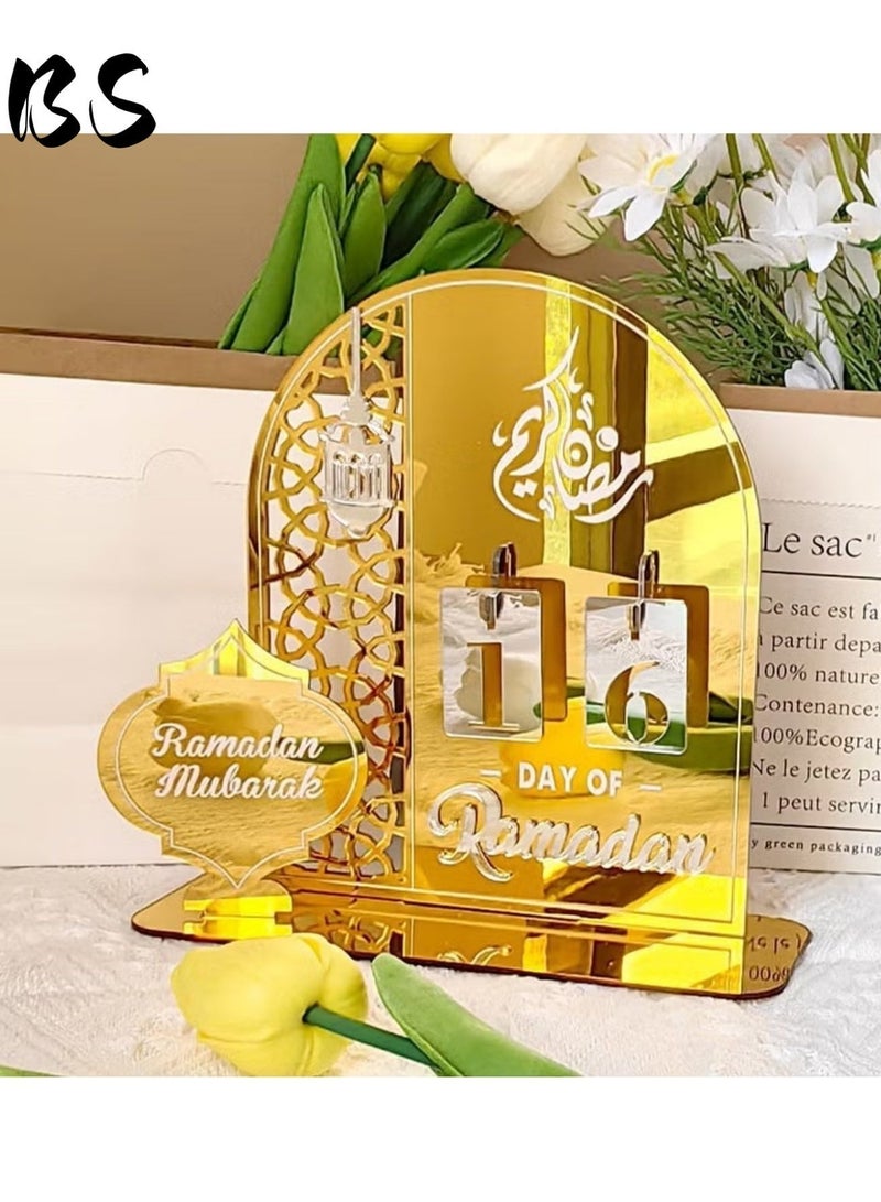 BS 2026 Ramadan Acrylic Countdown Calendar Ornament, a culturally sophisticated item to create a sense of ritual during Ramadan | Islamic openwork patterns, metal lanterns + Arabic calligraphy | Ramadan home décor, desktop ornaments, living room decorations, Eid al-Fitr gifts and creative home decor gifts - Image 2