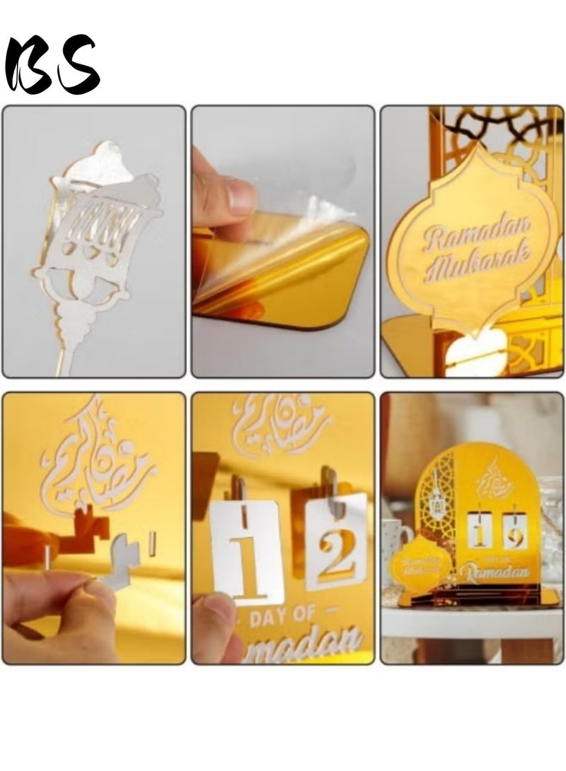 BS 2026 Ramadan Acrylic Countdown Calendar Ornament, a culturally sophisticated item to create a sense of ritual during Ramadan | Islamic openwork patterns, metal lanterns + Arabic calligraphy | Ramadan home décor, desktop ornaments, living room decorations, Eid al-Fitr gifts and creative home decor gifts - Image 3