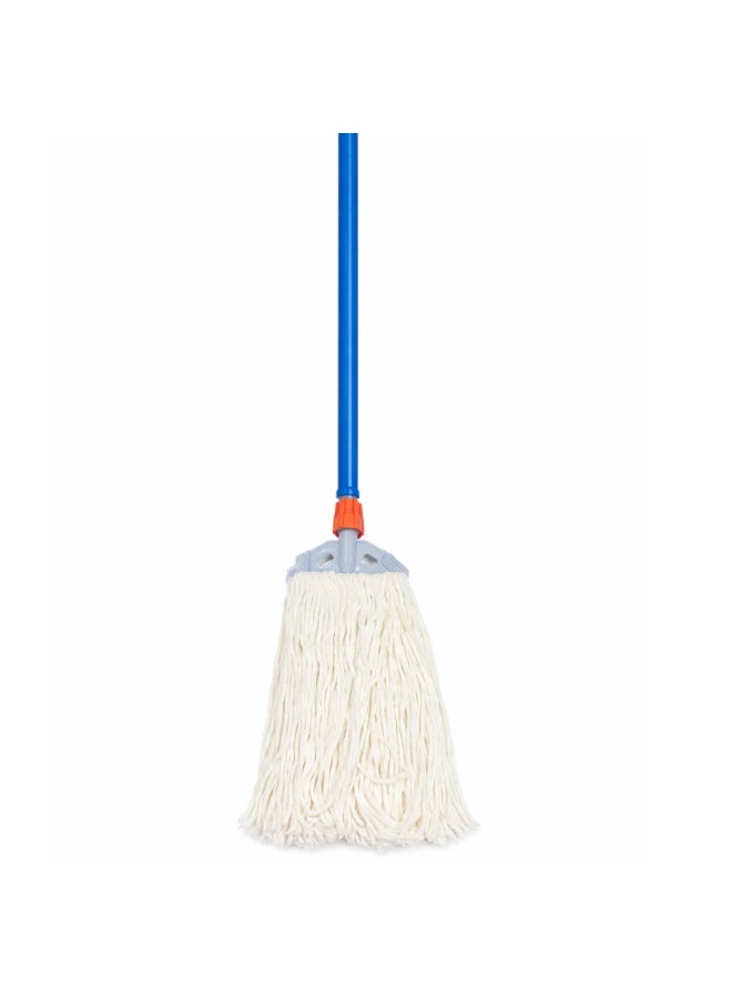VELMORE 25 x 35 cm Cotton Floor Mop with Handle, Super Absorbent Wet Cleaning Mop, Heavy Duty Cotton String Mop with Metal Handle for Tiles Marble Wood Kitchen Bathroom, Reusable - Image 1