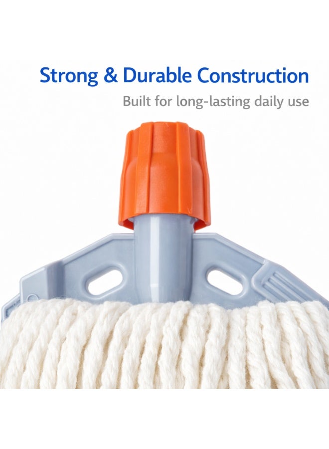 VELMORE 25 x 35 cm Cotton Floor Mop with Handle, Super Absorbent Wet Cleaning Mop, Heavy Duty Cotton String Mop with Metal Handle for Tiles Marble Wood Kitchen Bathroom, Reusable - Image 4