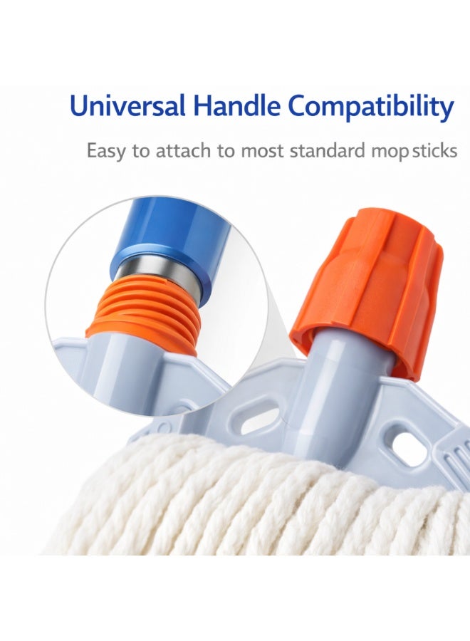 VELMORE 25 x 35 cm Cotton Floor Mop with Handle, Super Absorbent Wet Cleaning Mop, Heavy Duty Cotton String Mop with Metal Handle for Tiles Marble Wood Kitchen Bathroom, Reusable - Image 5