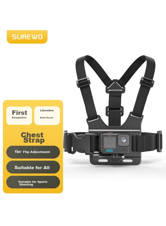 Surewo Compatible With Dji, Gopro 13, Action 5 Pro/4, Chest Strap, Action Camera Headband, Chest Mount, First-person View Bracket, Acepro 2 Accessories - Image 1