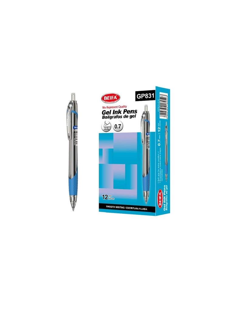 Beifa Gel Pen with Spring and Grip Quick Dry 0.7 mm blue model GP831-212