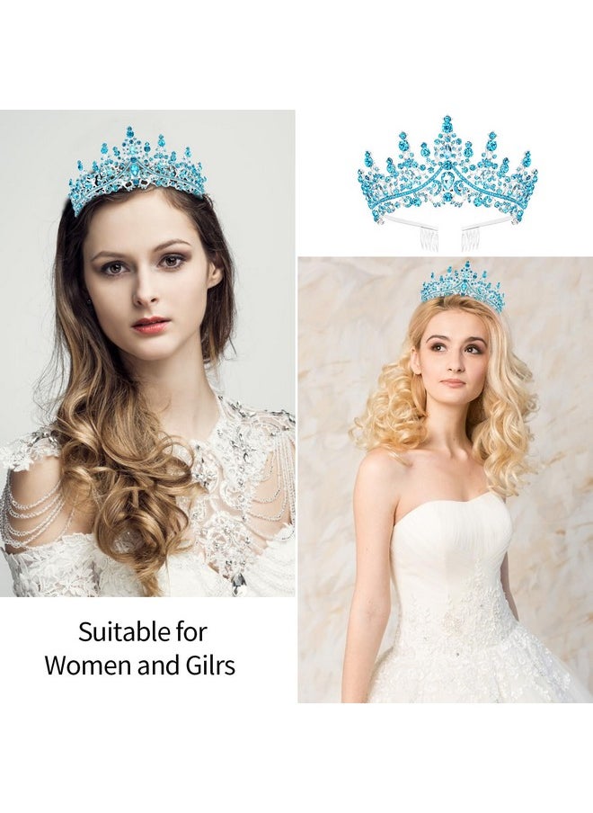 Velscrun Blue Crystal Birthday Queen Tiara Crown For Women Girls Birthday Queen Headband Sash Elegant Princess Crown With Combs Hair Accessories Happy Birthday Party Decorations Mom Birthday Gift  - Image 3