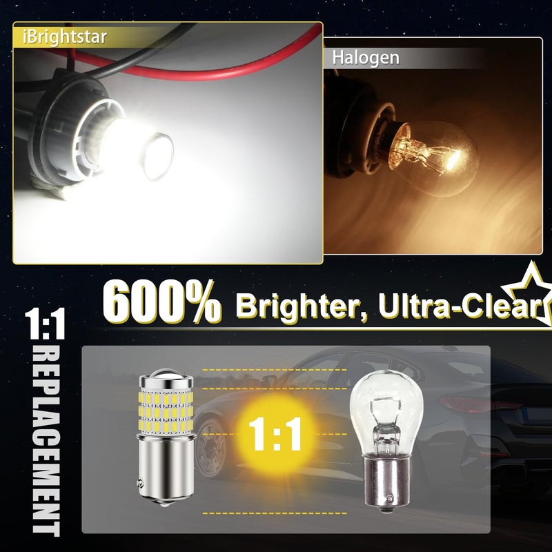 iBrightstar 1156 LED Bulb White, BA15S 1141 Camper Rv LED Lights Bulbs Super Bright for Back Up Reverse Lights Brake Tail Lights Turn Signal Lights, 2 Pack - Image 2