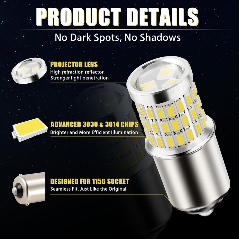 iBrightstar 1156 LED Bulb White, BA15S 1141 Camper Rv LED Lights Bulbs Super Bright for Back Up Reverse Lights Brake Tail Lights Turn Signal Lights, 2 Pack - Image 5