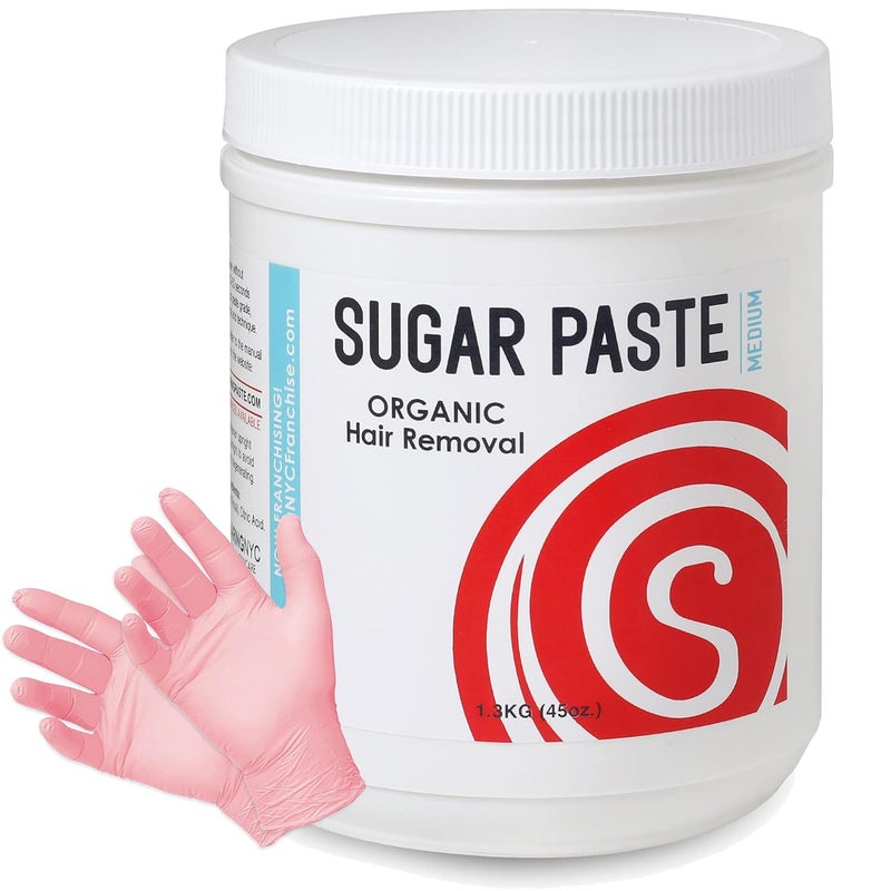 Sugaring NYC Sugaring Paste  Medium Grade Universal Paste for Large Areas Back Shoulders Arms Legs  Glove Set