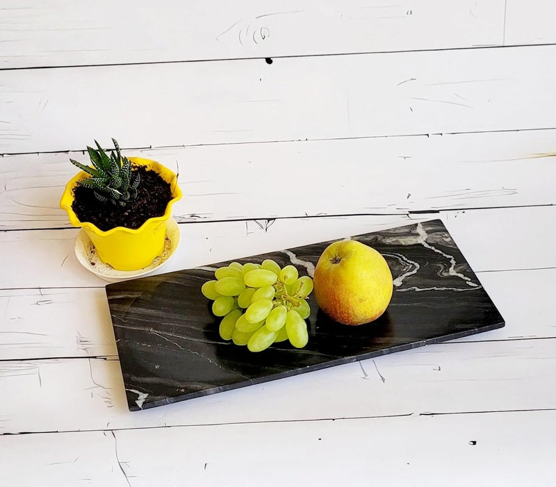 RM Marble Tray Rectangle Shape Marble Tray with Black White Texture for Bathroom Living Room Kitchen Serving Dining Table Jewellery Candle Perfume Cosmetic Organizer Vanity Platter - Image 4