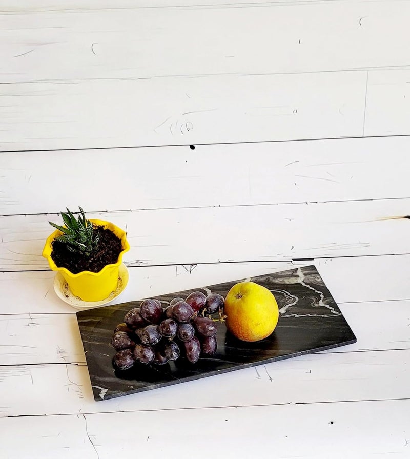 RM Marble Tray Rectangle Shape Marble Tray with Black White Texture for Bathroom Living Room Kitchen Serving Dining Table Jewellery Candle Perfume Cosmetic Organizer Vanity Platter - Image 3