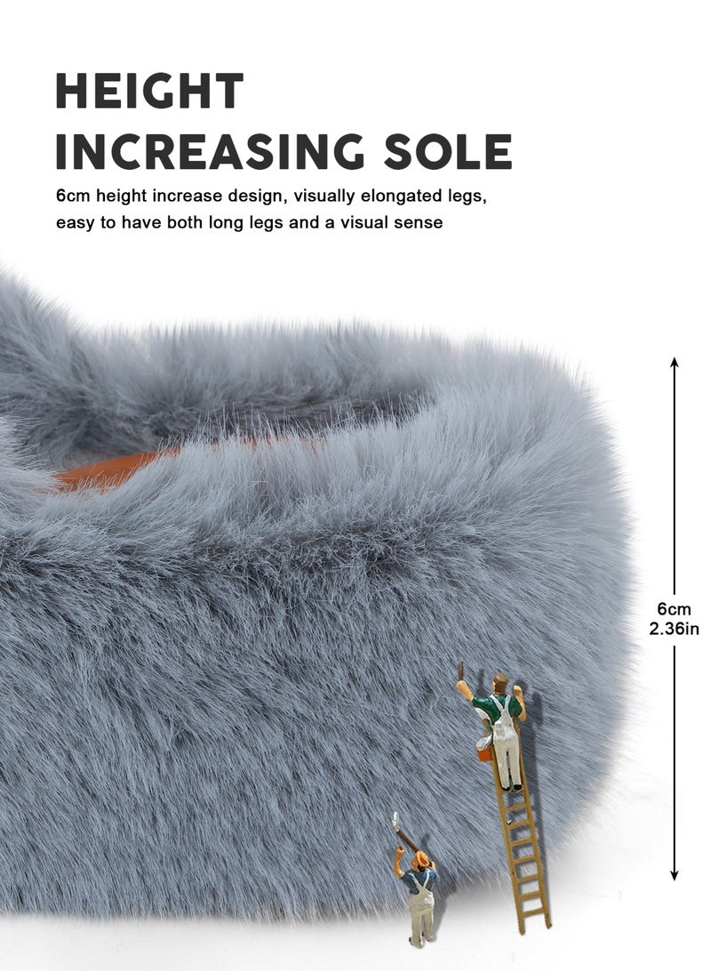 هومار كيت نعال نسائية ناعمة بلون واحد، نعال منصة - أحذية شتوية كاجوال سهلة الارتداء، نعال أنيقة بأشرطة متقاطعة، نعال منزلية مريحة - بطانة صوفية فاخرة، نعال منزلية مفتوحة من الأمام، مضادة للانزلاق - هدية مثالية للعائلة والأصدقاء - Image 5