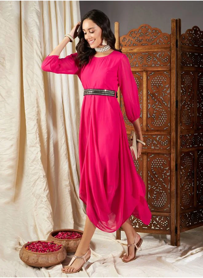 ساسافراس Embroidered Belt Dhoti Dress by Styli
