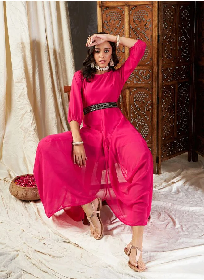 ساسافراس Embroidered Belt Dhoti Dress by Styli