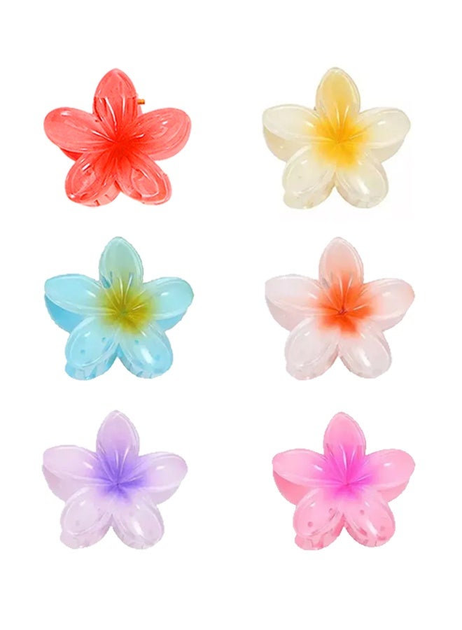 6 Pcs Hawaiian Plumeria Flower Hair Claw Clips Matte No Slip Cute Clips Wedding Bridesmaid Flower Catch for Thick Thin Hair - Image 2