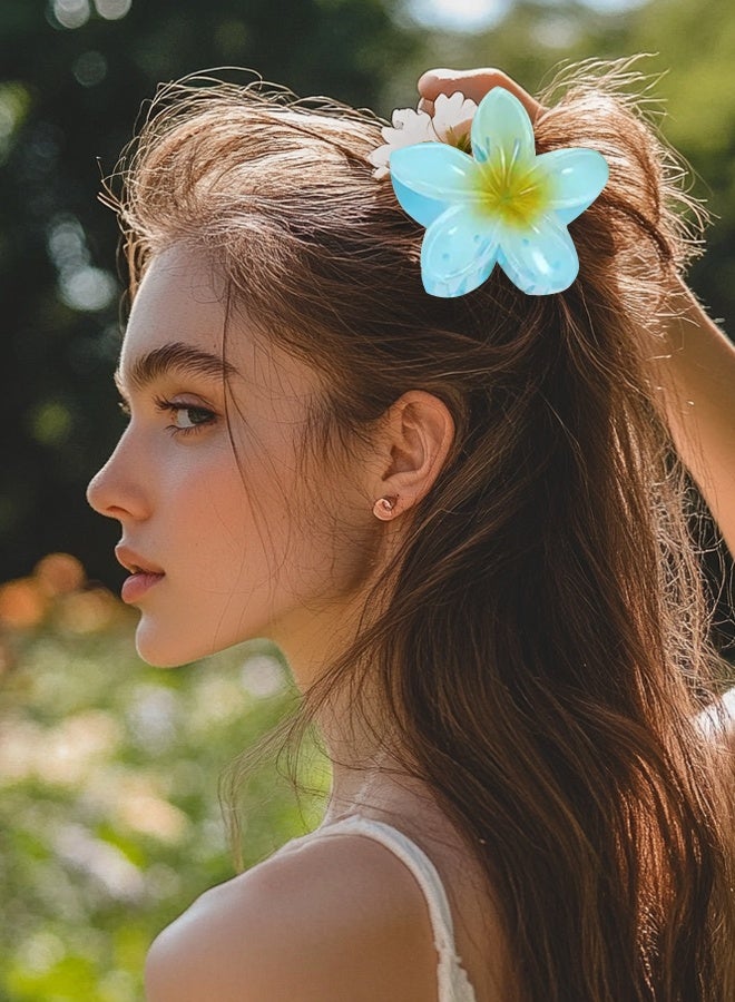 6 Pcs Hawaiian Plumeria Flower Hair Claw Clips Matte No Slip Cute Clips Wedding Bridesmaid Flower Catch for Thick Thin Hair - Image 3
