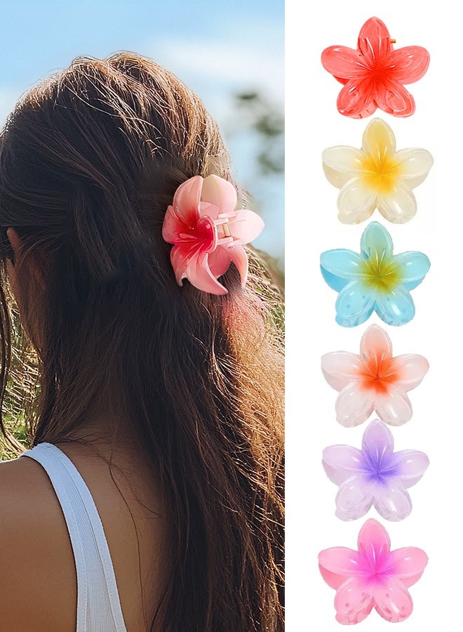 6 Pcs Hawaiian Plumeria Flower Hair Claw Clips Matte No Slip Cute Clips Wedding Bridesmaid Flower Catch for Thick Thin Hair - Image 1