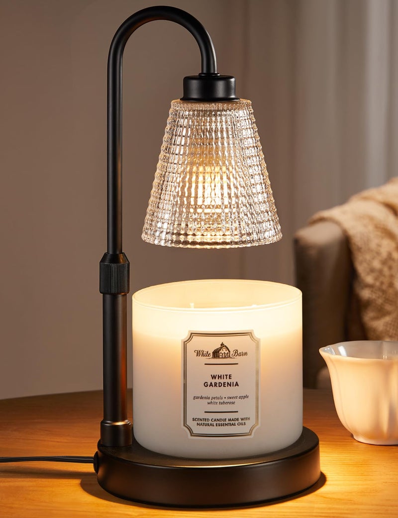 Innqoo Big Black Candle Warmer Lamp with Timer, Dimmable Candle Warmer for Home Decor, Height Adjustable Candle Lamp for Jar Candles, Birthday Gifts for Women Mom, House Warming Gifts New Home - Image 1