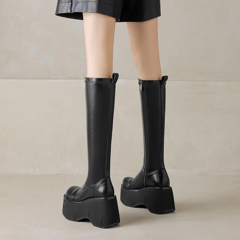 9.5Cm Muffin Thick Bottom Heightening Boots Women'S Small Elastic Boots Bag Leg Thin Boots Fashionable - Image 5